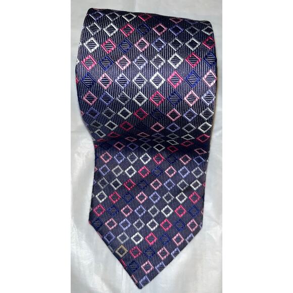 Hilditch & Key All Silk Tie ~ Purple & Pink Squares ~ Necktie - Picture 6 of 7